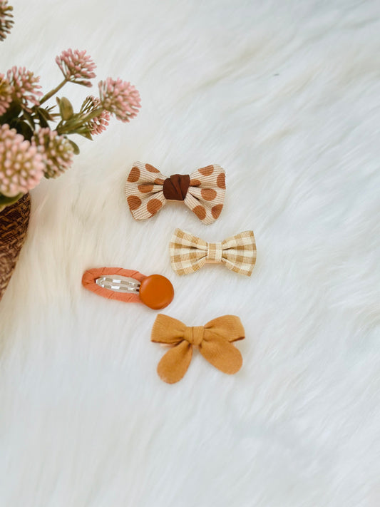 Hair clip Bow brown polka