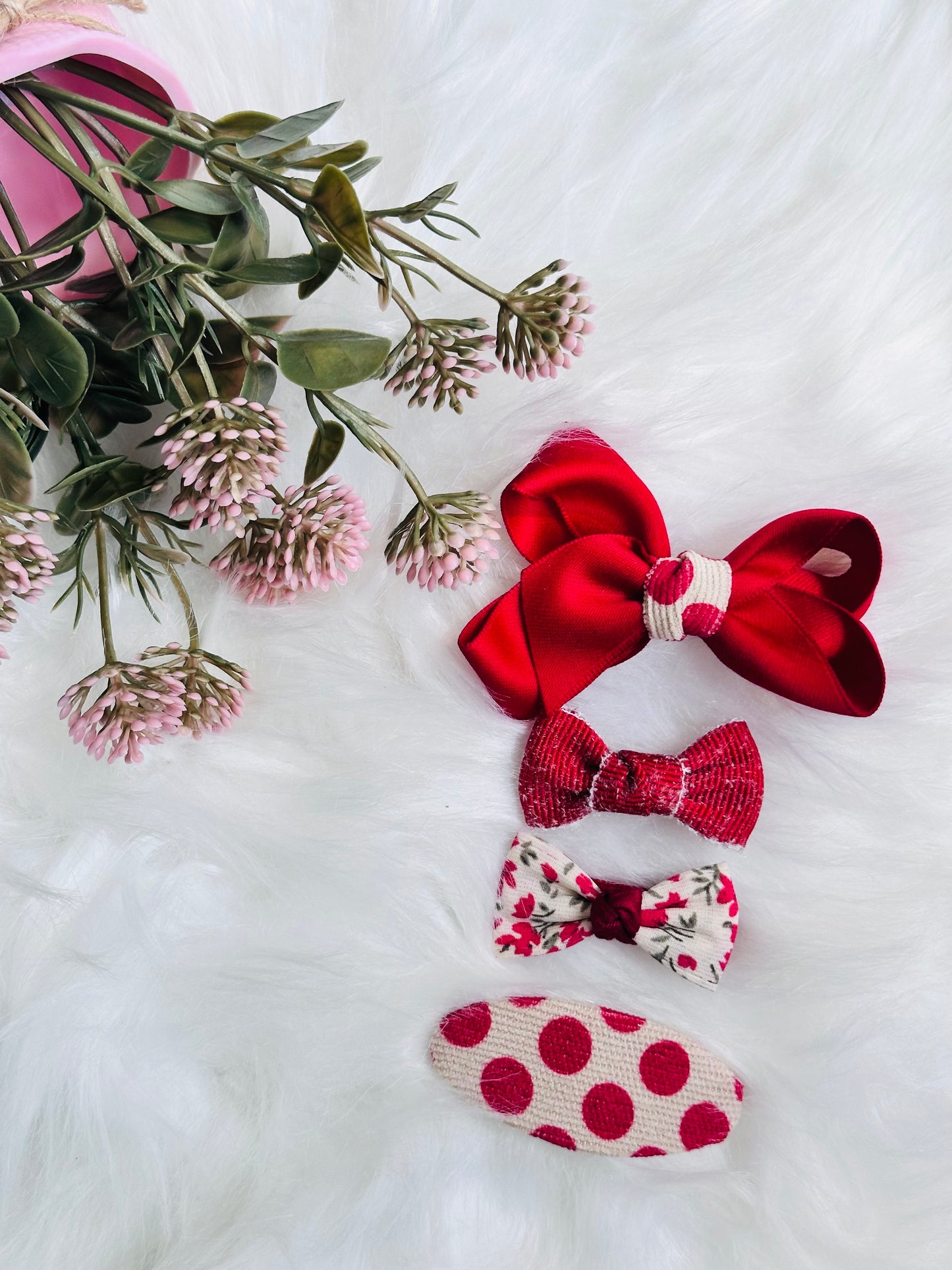 Hair Clip with Polka and Red Bow